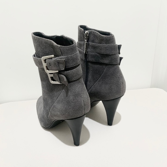 Calvin Klein Cambria Gray Suede Leather High Stiletto Heel Ankle Boots Booties 7 - Picture 8 of 14